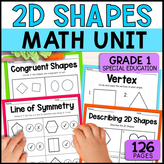 2D Shapes Math Activities - Worksheets and Task Cards