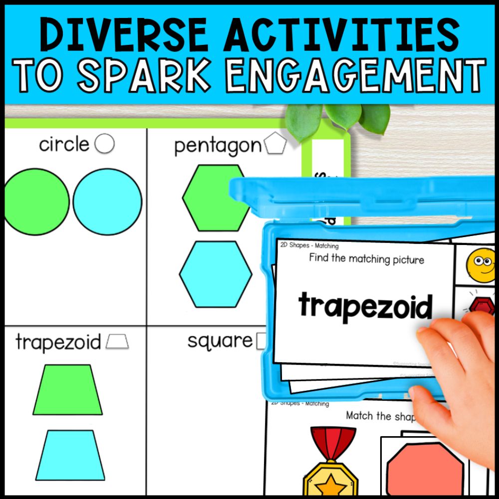 2D Shapes Math Activities - Worksheets and Task Cards