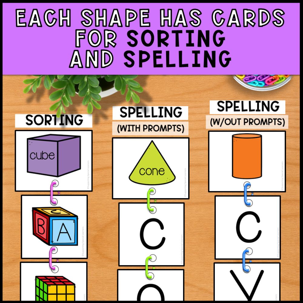 3D Shapes Linking Chains: Fine Motor Activity - Math Centers
