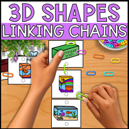 3D Shapes Linking Chains: Fine Motor Activity - Math Centers
