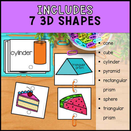 3D Shapes Linking Chains: Fine Motor Activity - Math Centers