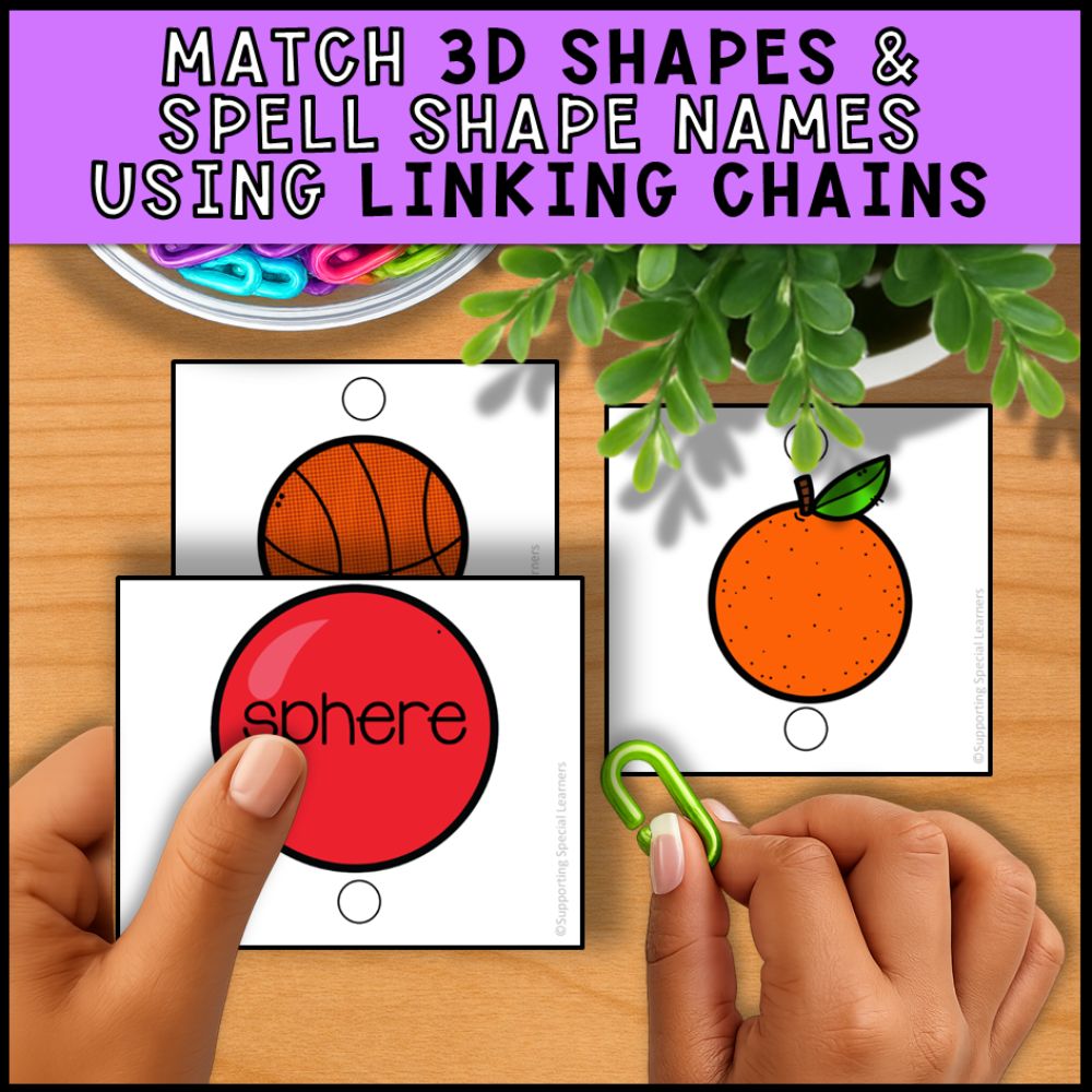 3D Shapes Linking Chains: Fine Motor Activity - Math Centers