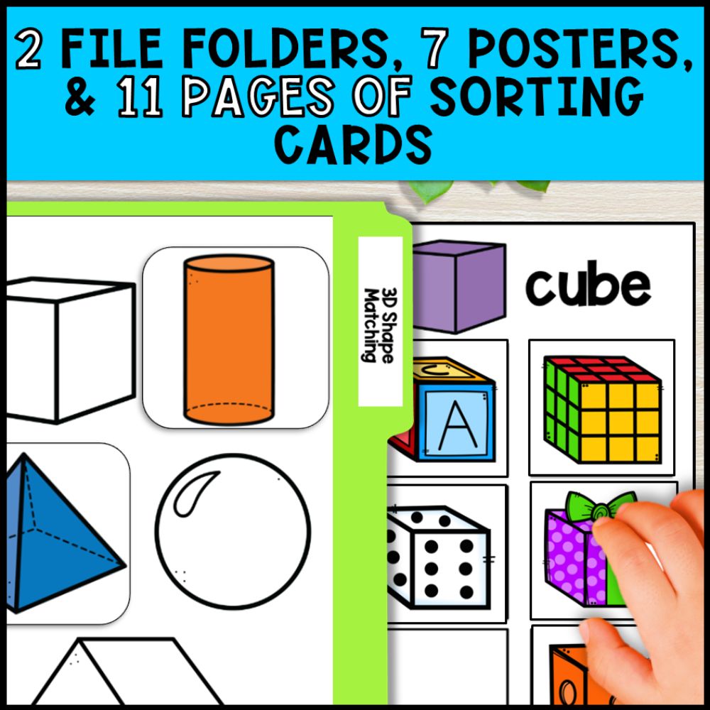 3D Shapes Math Activities: Worksheet & Task Cards - Special Education