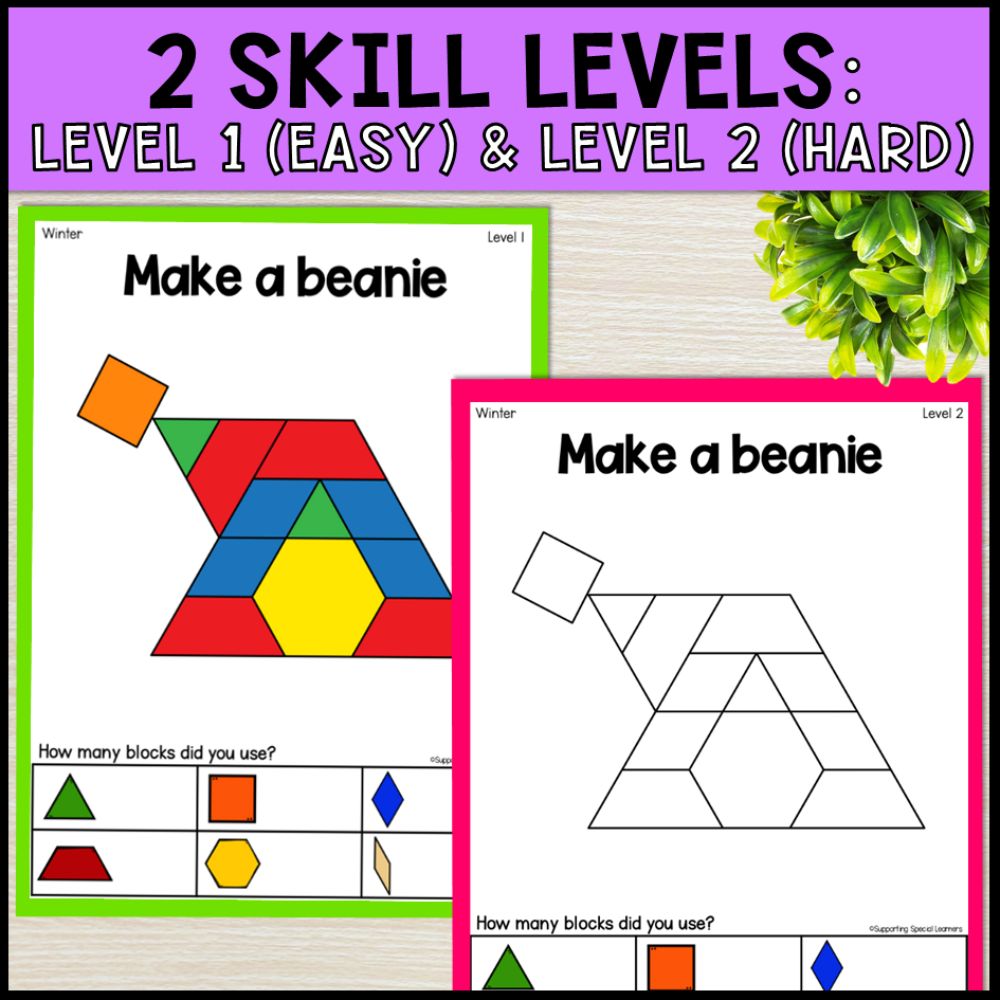 4 season themes pattern block mats task cards bundle 2 skill levels