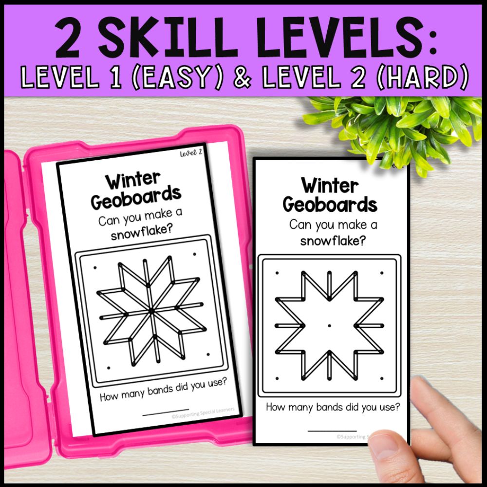 4 seasons theme geoboard task cards - fine motor activities 2 skill levels