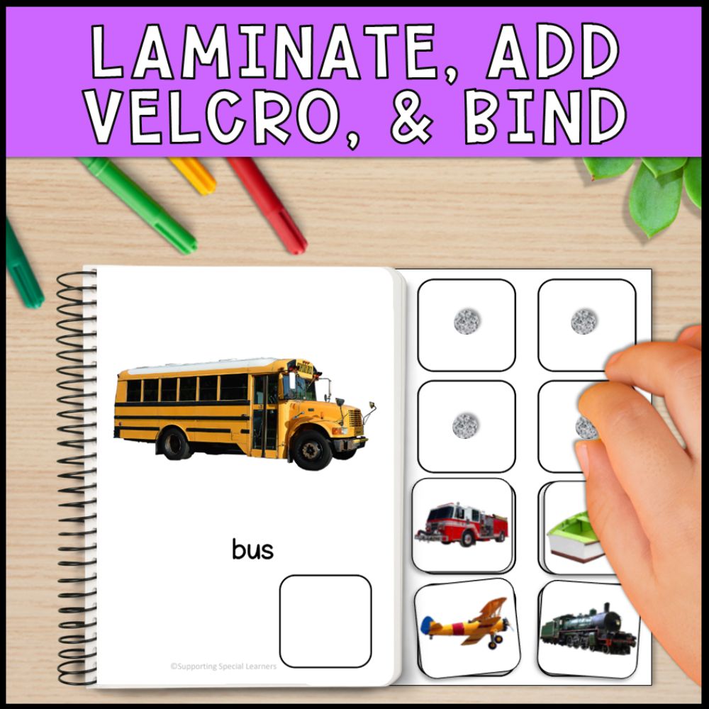 adapted books special education first words with real photos laminate add velcro and bind