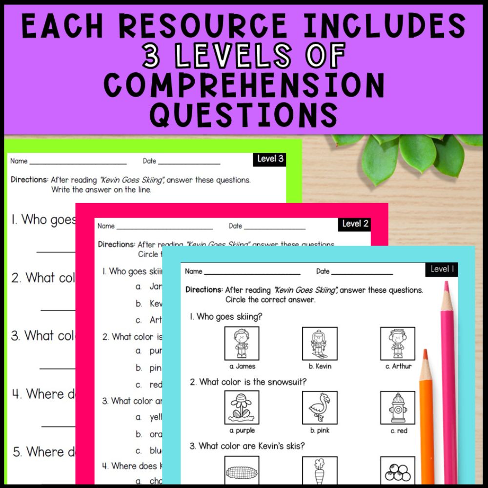 adapted books with reading comprehension for special educ 3 levels of comprehension questions