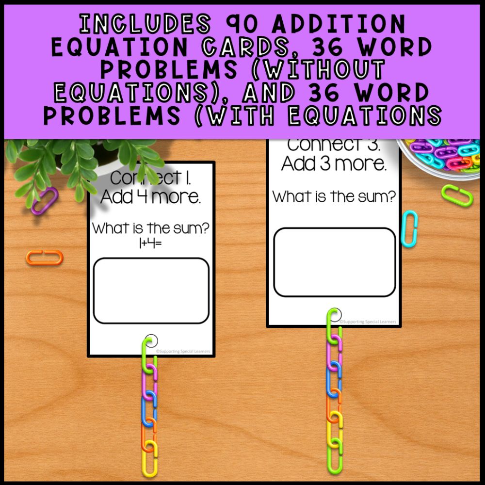 Addition Linking Chains: Fine Motor Activity - Math Centers