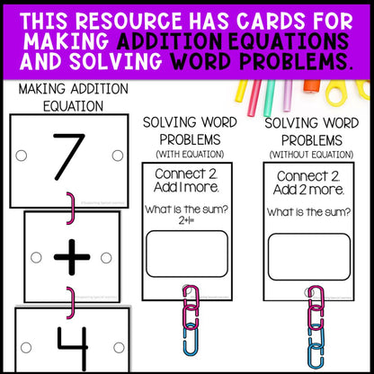 addition linking chains cards for addition equations and word problems