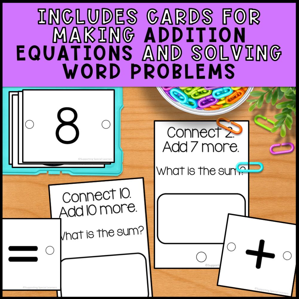 Addition Linking Chains: Fine Motor Activity - Math Centers