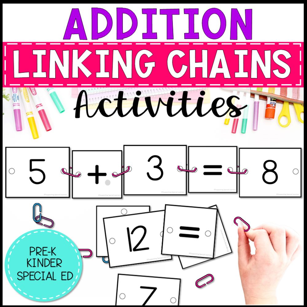 Addition Linking Chains: Fine Motor Activity - Math Centers