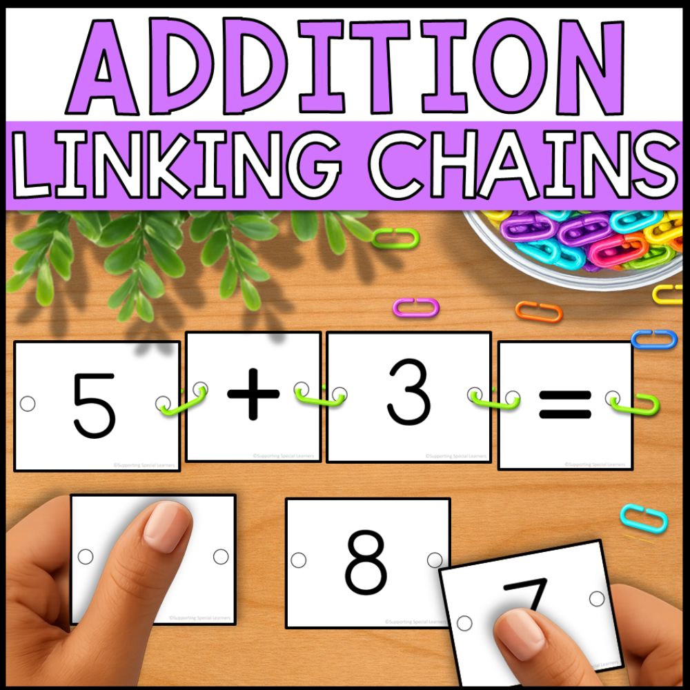 Addition Linking Chains: Fine Motor Activity - Math Centers