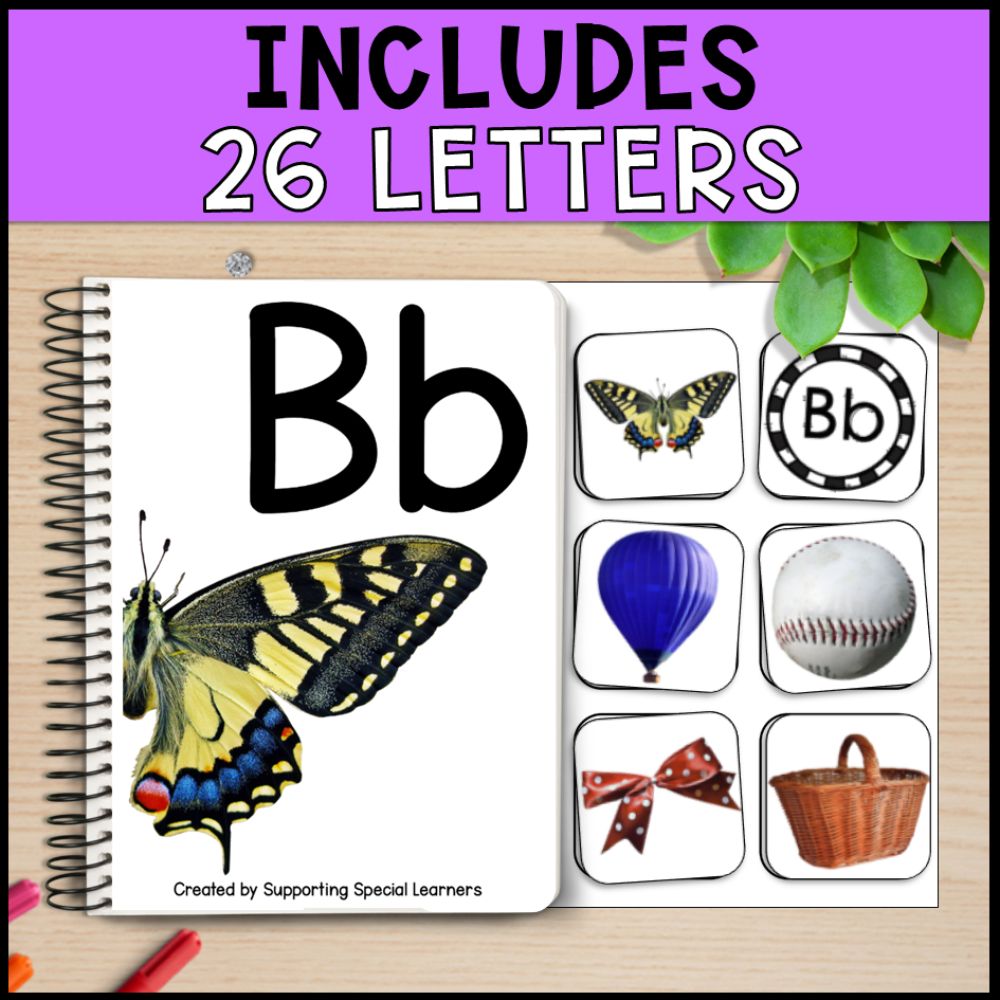 alphabet adapted books using real pictures - special education 26 letters