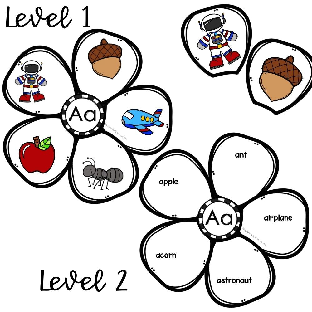 alphabet sorting mats 2 levels