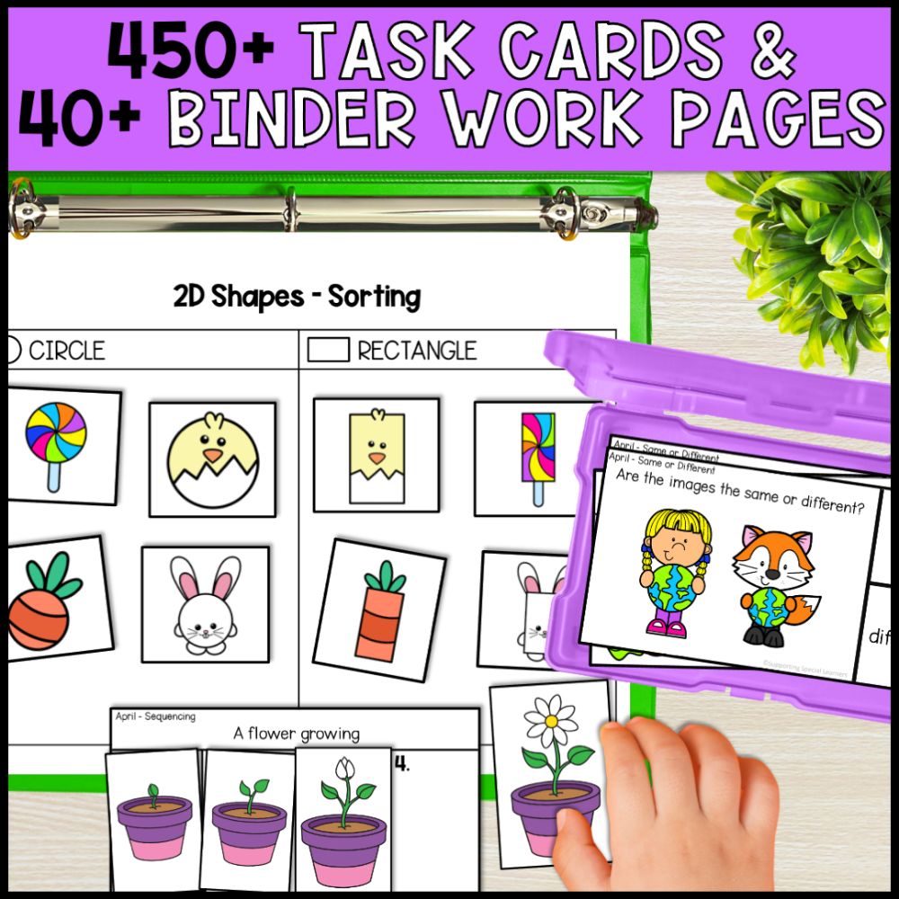 April Basic Concepts Worksheets for Special Education: ELA and Math