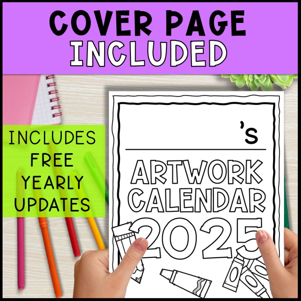 artwork calendar activity - directed drawing and tracing cover page included