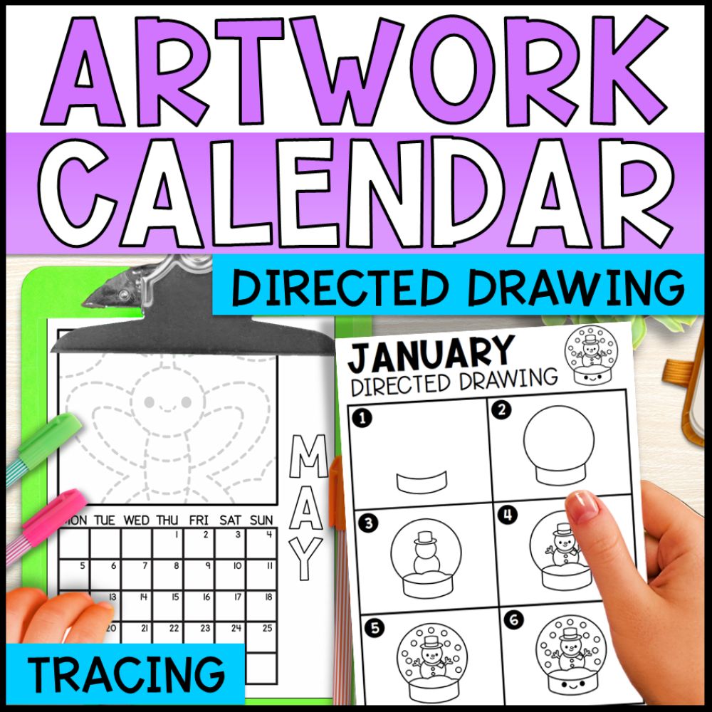 artwork calendar activity - directed drawing and tracing cover