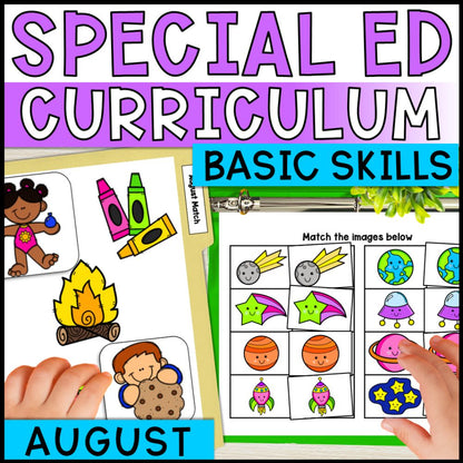August Basic Concepts Worksheets for Special Education: ELA and Math