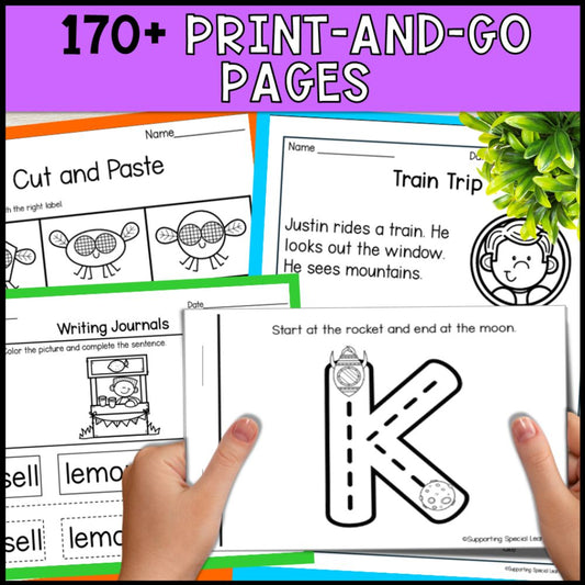 August Basic Concepts Worksheets for Special Education: ELA and Math