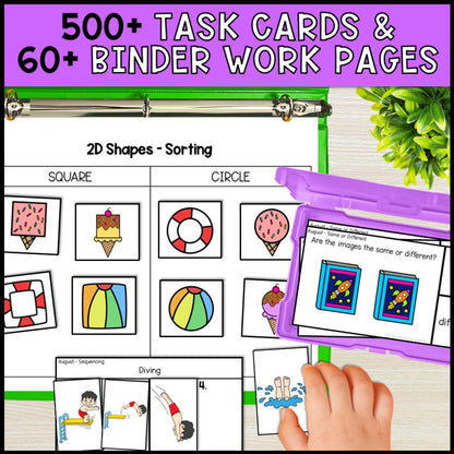 August Basic Concepts Worksheets for Special Education: ELA and Math
