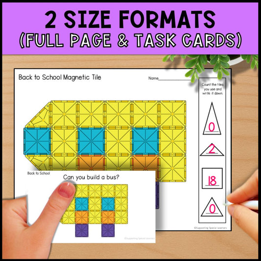 Back to School Magnetic Tiles Task Boxes for Special Education