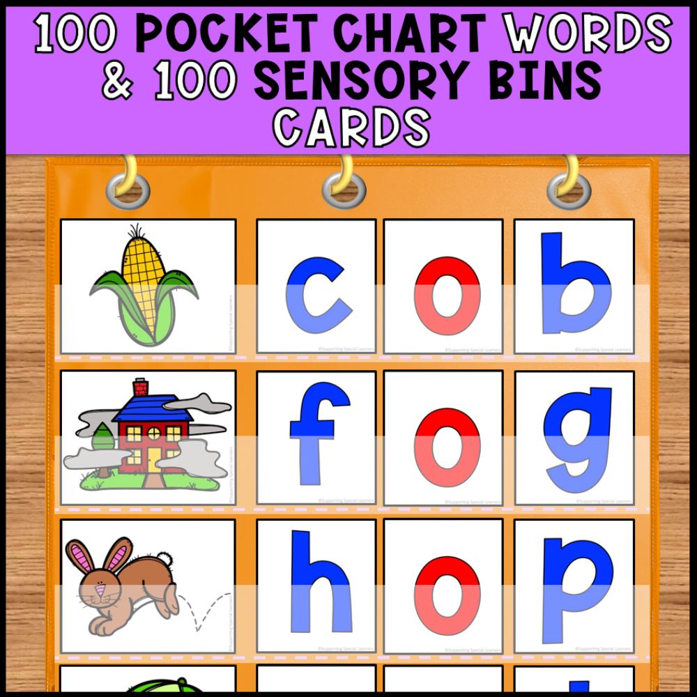 cvc words bundle pocket chart words and sensory bins cards