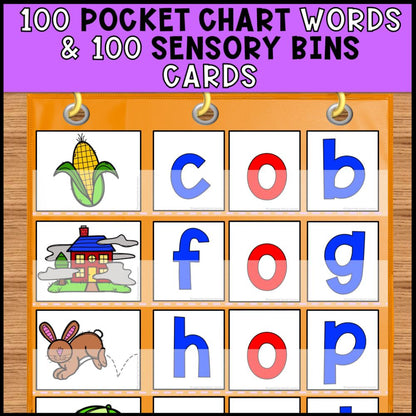 cvc words bundle pocket chart words and sensory bins cards