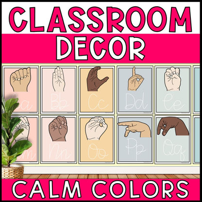 Calm Pastel Classroom Decor: Modern Muted Colors - Editable Pages