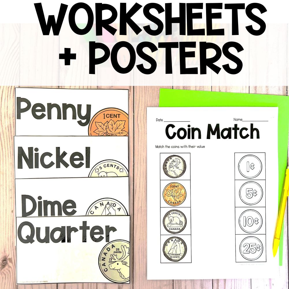 canadian money grade 1 worksheets and posters