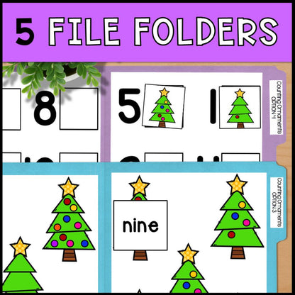 Christmas Counting 0 to 10: Adapted Book, Task Cards and File Folders