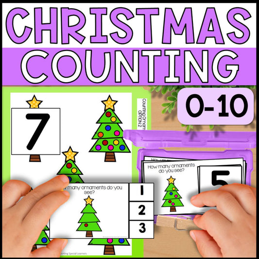 Christmas Counting 0 to 10: Adapted Book, Task Cards and File Folders