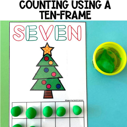 christmas playdough mats counting using ten frame
