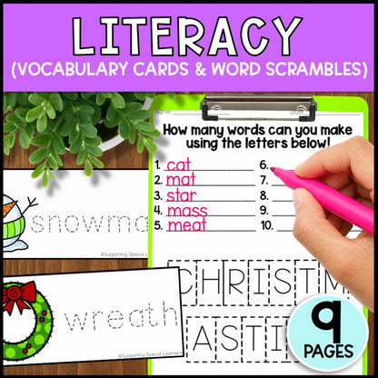 Christmas Math, Literacy & Art Activities - Special Education