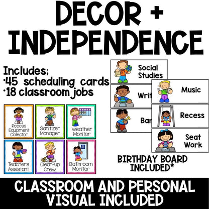 classroom visuals decor and independence