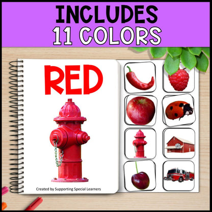 color adapted books using real pictures - special education includes 11 colors