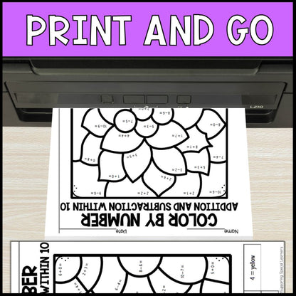 color by number addition and subtraction within 10 - christmas no prep