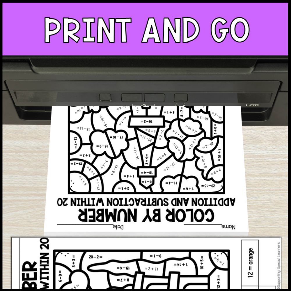 color by number addition and subtraction within 20 - famous buildings no prep