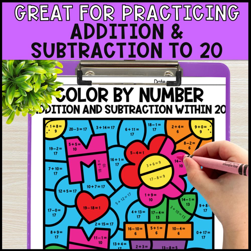 Color by Number Addition and Subtraction Within 20 - Holidays