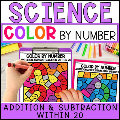 color by number addition and subtraction within 20 - science cover