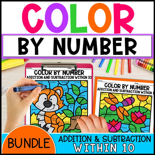 Color by Number Addition and Subtraction within 10 Bundle