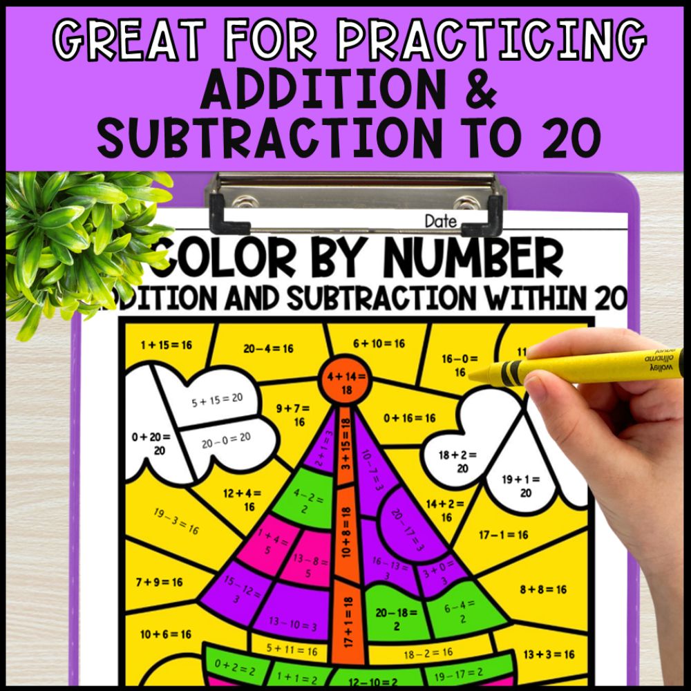 Color by Number Addition and Subtraction within 20 Bundle