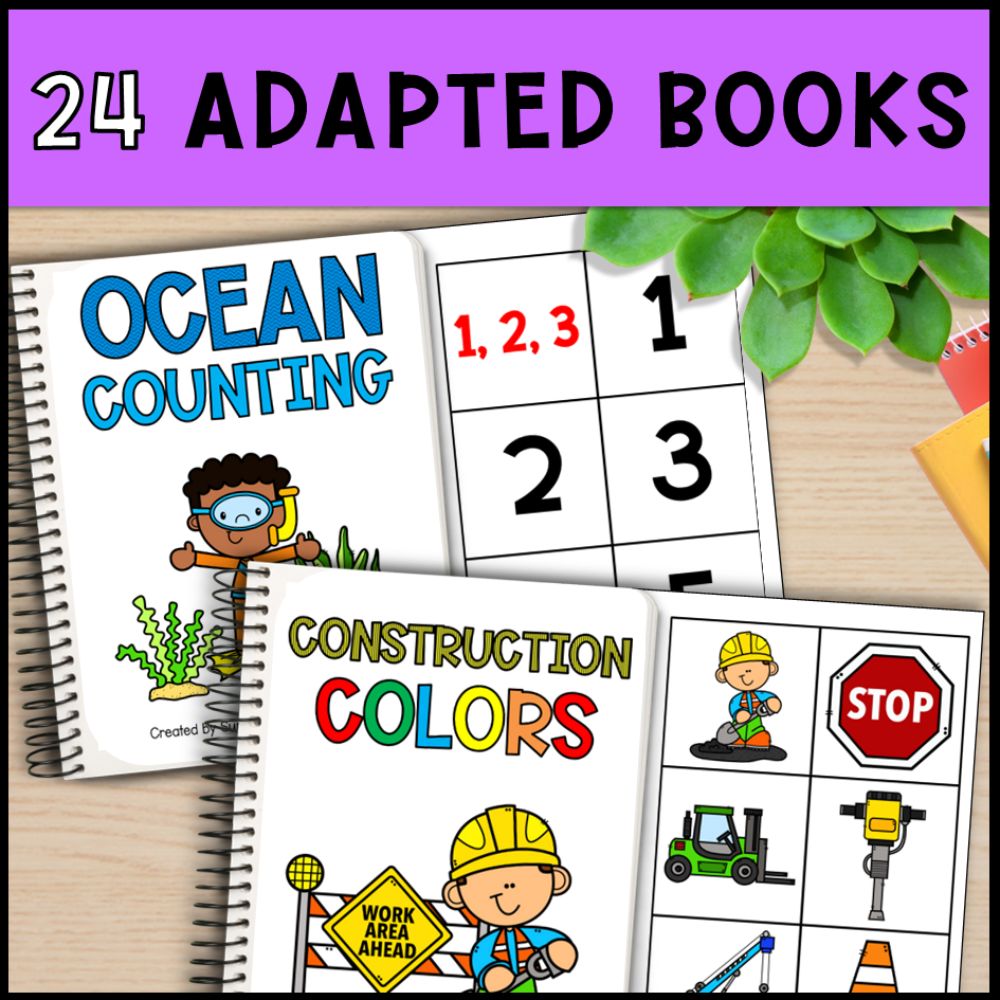 colors and counting to 5 worksheets bundle with 24 adapted books