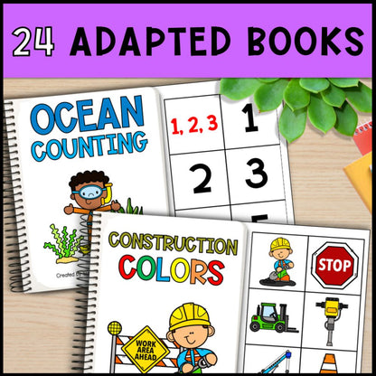 colors and counting to 5 worksheets bundle with 24 adapted books