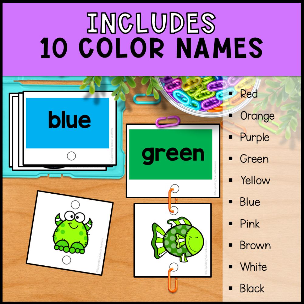 Colors Linking Chains: Fine Motor Activity - Literacy Center