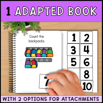 Counting Backpacks 0 to 10: Adapted Book, 44 Task Cards & File Folders
