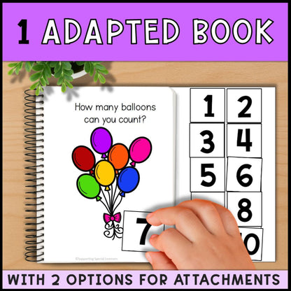 Counting Balloons 0 to 10: Adapted Book, 44 Task Cards & File Folders