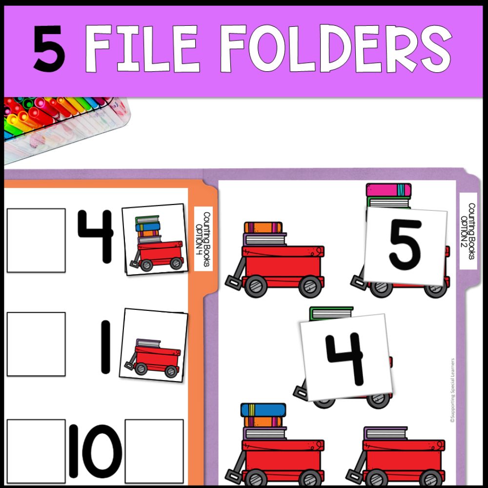 counting books 0 to 10 5 file folders