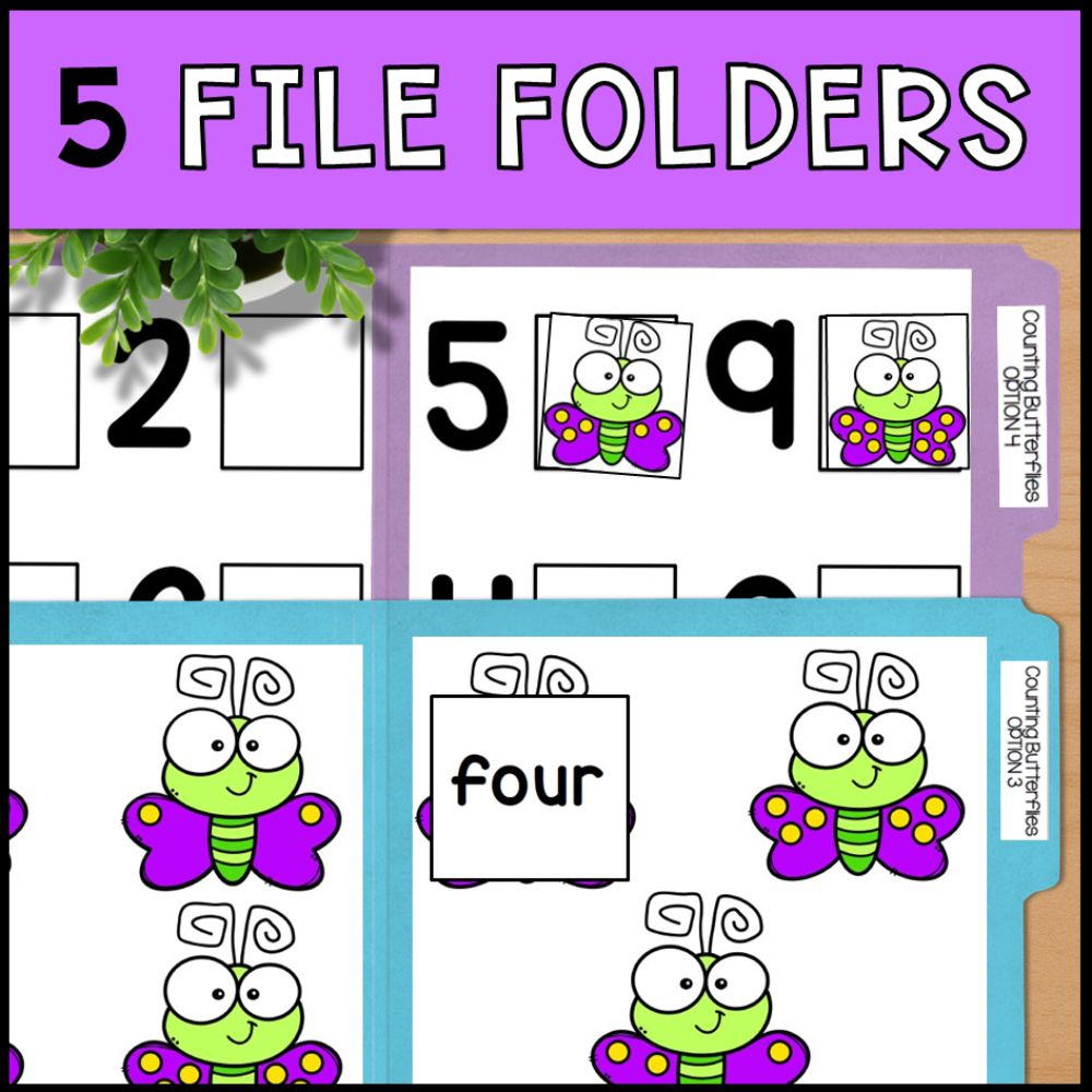 Counting Butterflies 0 to 10: Adapted Book, Task Cards & File Folders