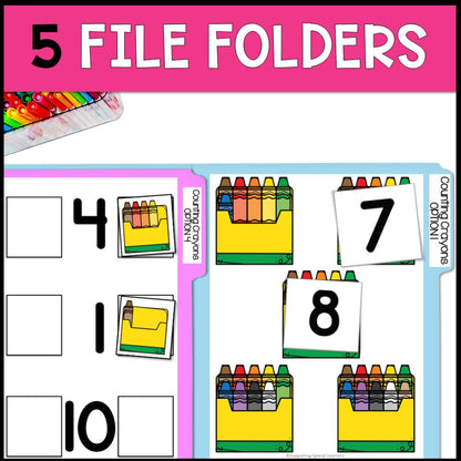 counting crayons 0 to 10 5 file folders