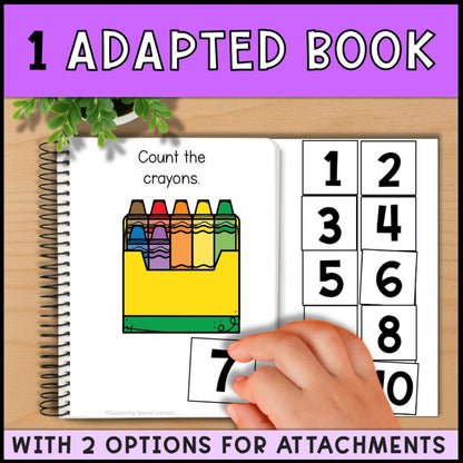Counting Crayons 0 to 10: Adapted Book, 44 Task Cards & 5 File Folders